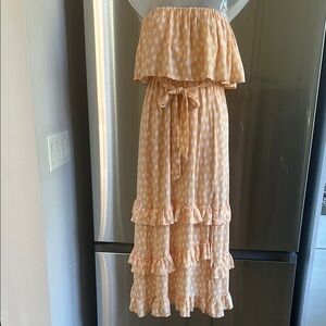 Peachy Off-Shoulder Ruffle Summer Maxi Dress 💃😎